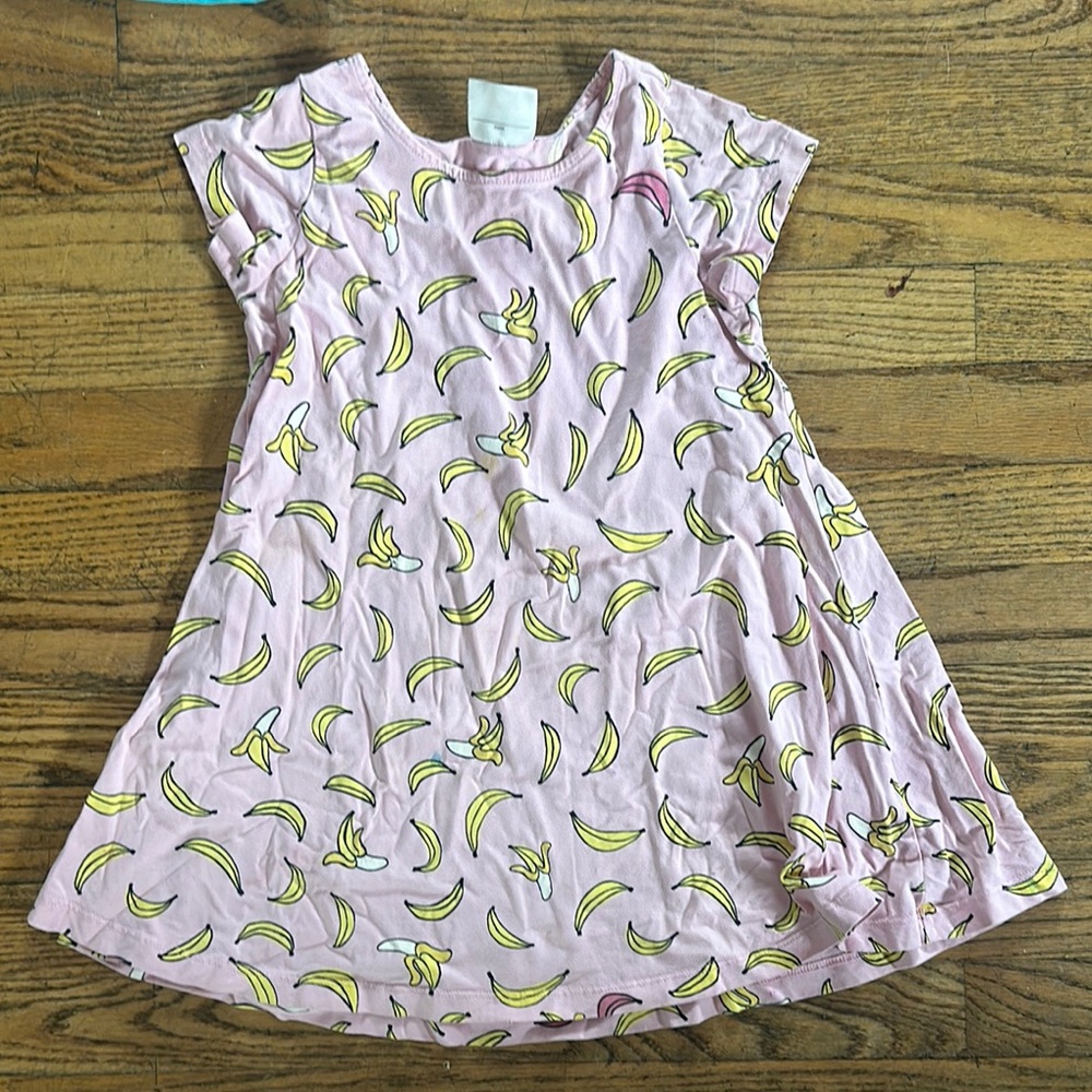 Hanna Anderson Pink Dress with Banana Print